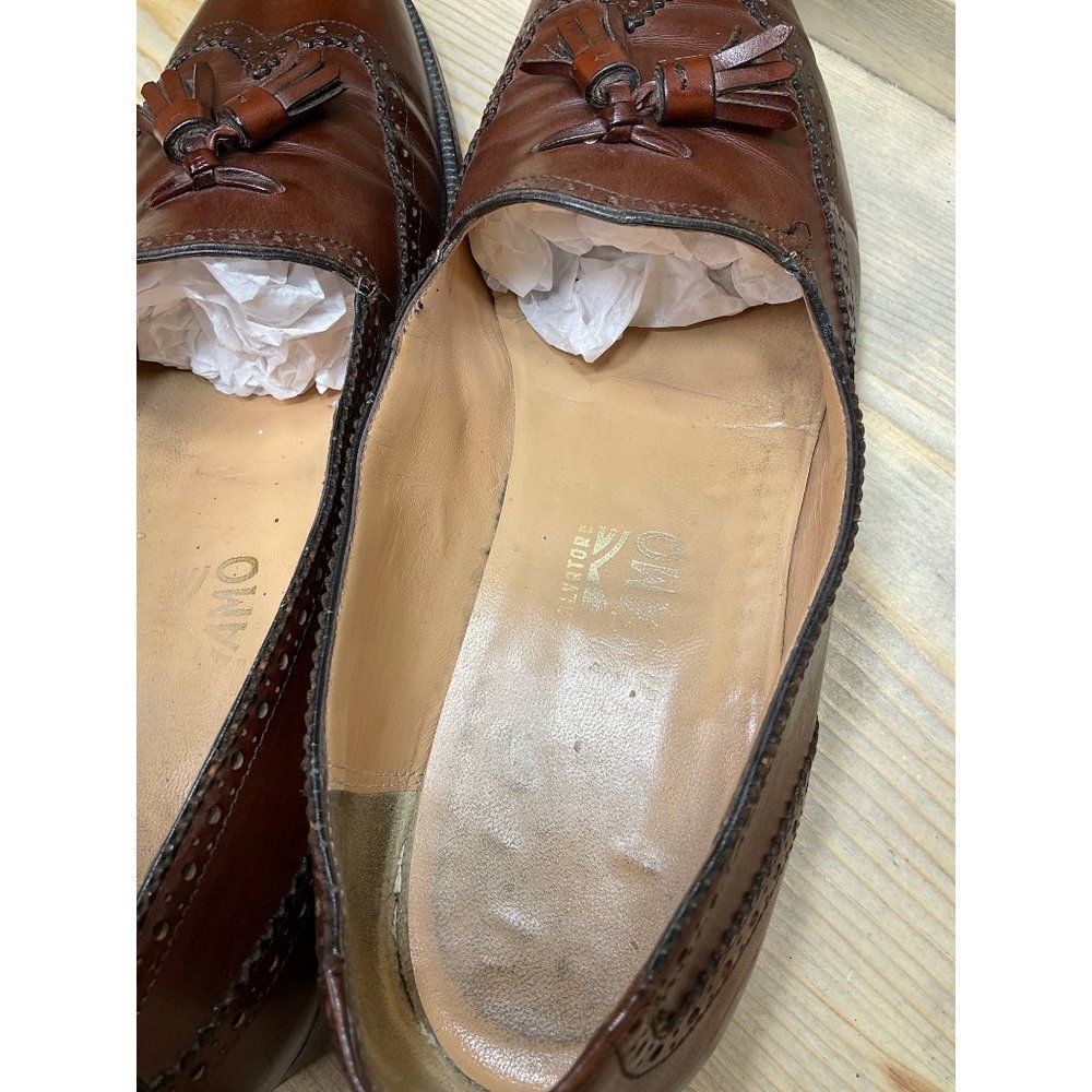 SALVATORE Ferragamo Slip On Kiltie Tassels Shoes Men’s 10.5 B Brown Italy - Picture 7 of 11